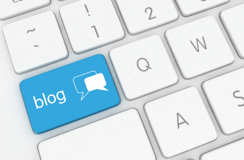 Intro to advancedpcb blog of a keyboard with a highlighted key that says blog on it