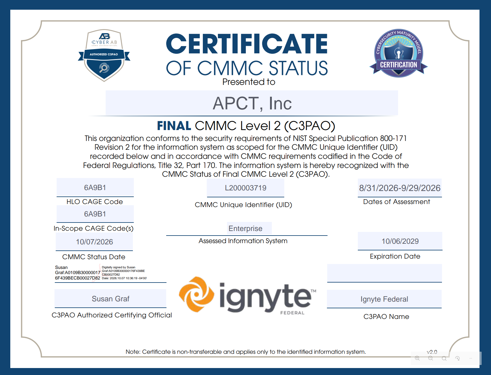 CMMC Certificate